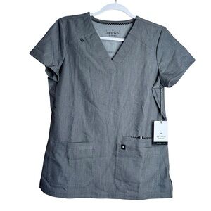 NWT Beyond Scrubs Women’s Sunny V-Neck Top Heather Gray Size Small